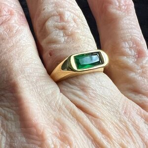 Emerald and Gold Plate Signet Ring